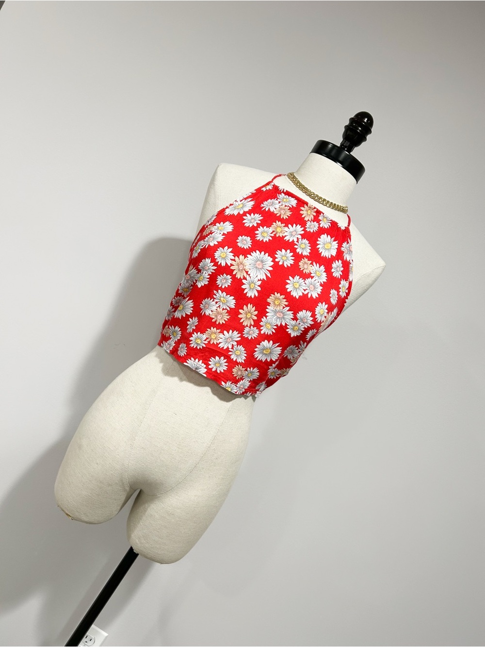 Forever 21 Red Daisy Halter Crop Top